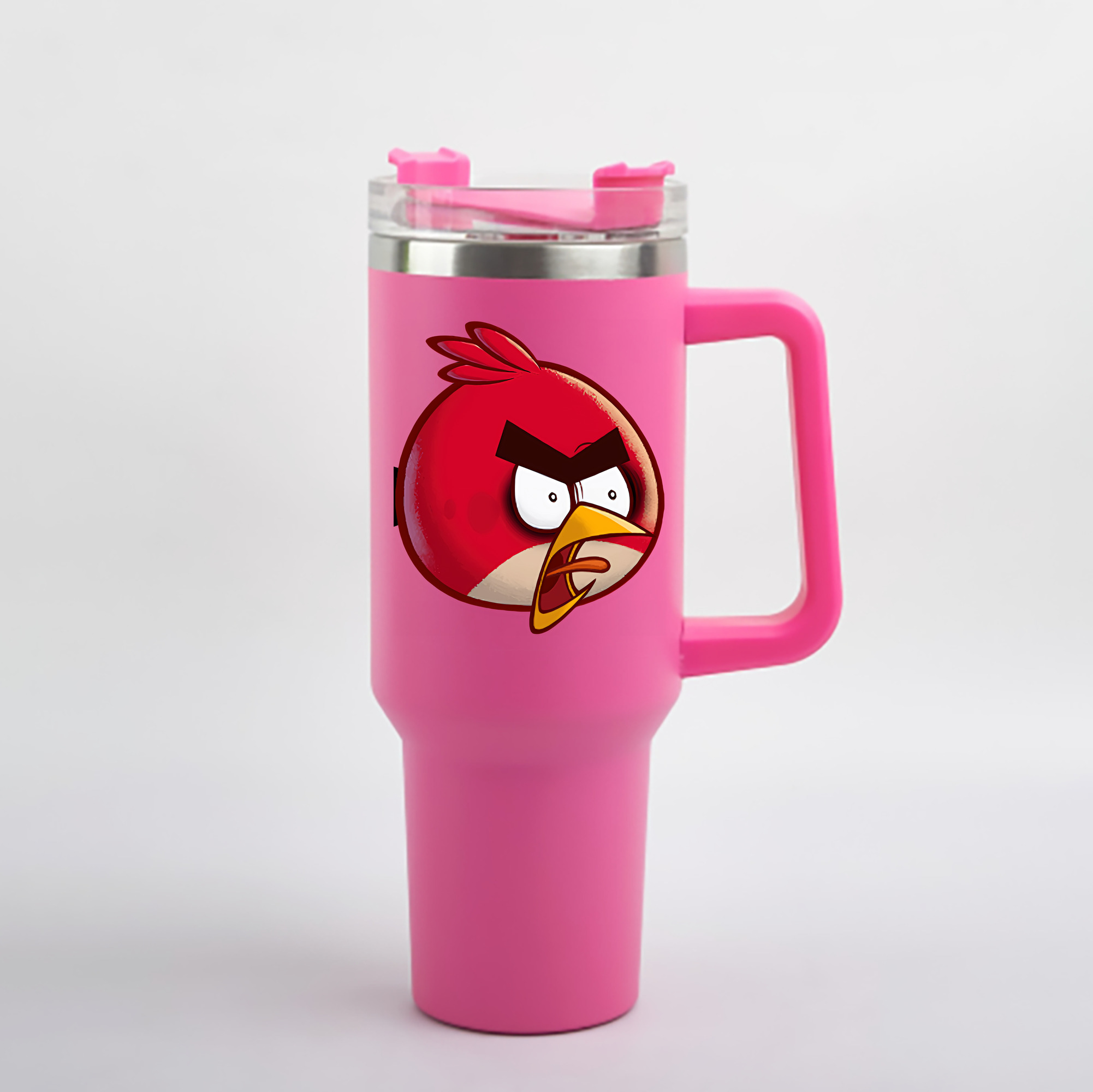 （画像用） Angry Birds アングリーバード 1200mL車用タンブラー - クリスタルステッカー（プラスチックストロー付き）